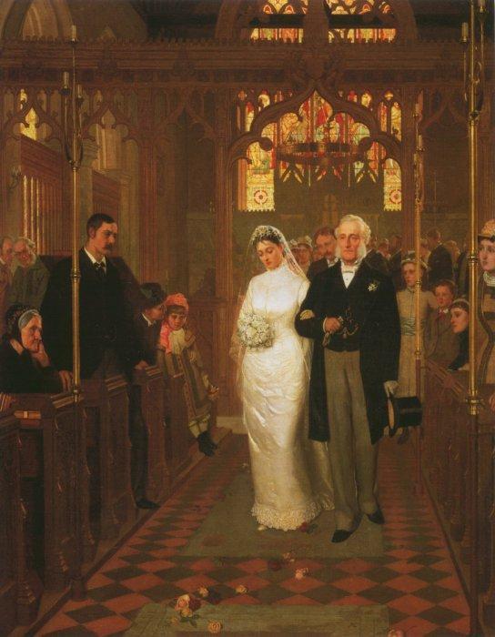 unequal marriage: Edmund Leighton, Till Death Do Us Part, 1878