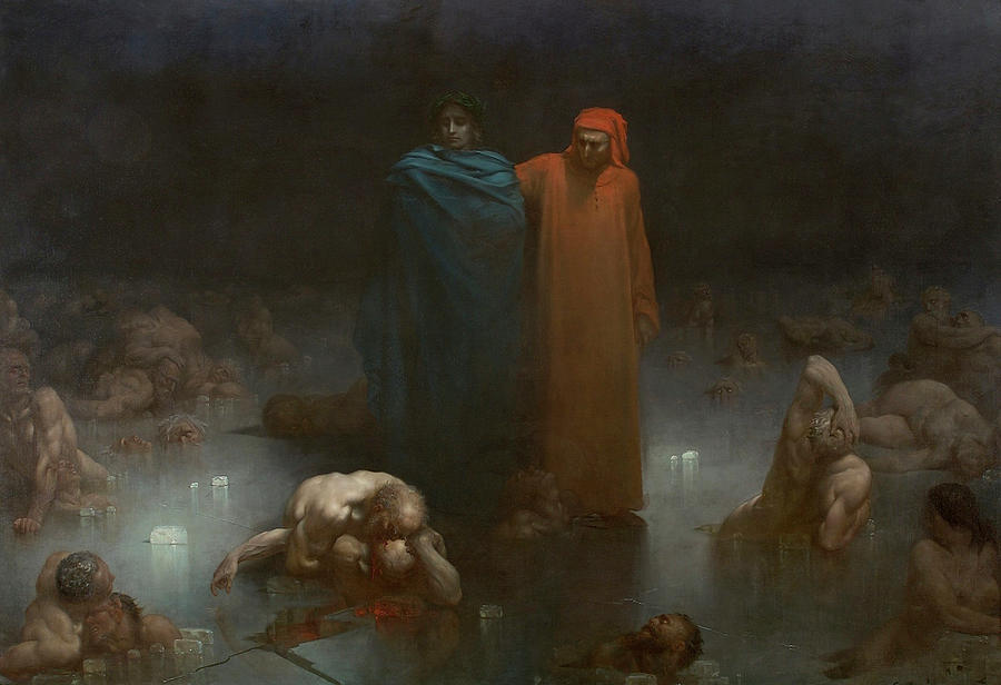 Narrative Painting Gustave Dor Dante and Virgil in the Ninth