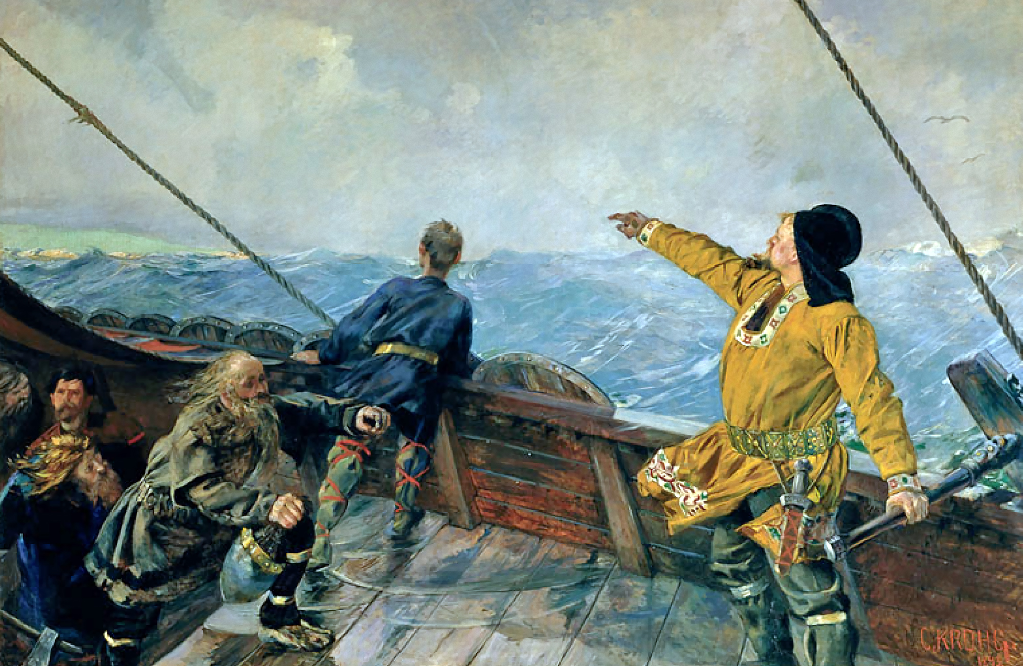 Narrative Painting - Christian Krohg, Leif Eriksson Discovers